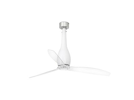 ETERFAN Ventilador de techo blanco/mate transparente con motor DC