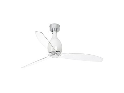 MINI ETERFAN Ventilador de techo blanco brillo/transparente con motor DC