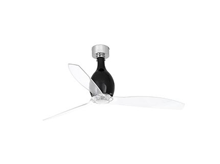 MINI ETERFAN Ventilador de techo negro brillo/transparente con motor DC Ref.32026